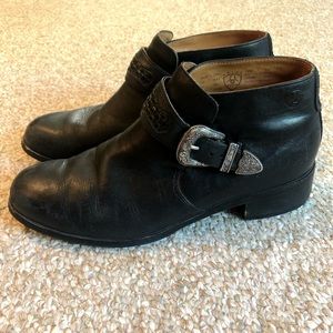 Ariat black leather ankle buckle boots - western - 8.5